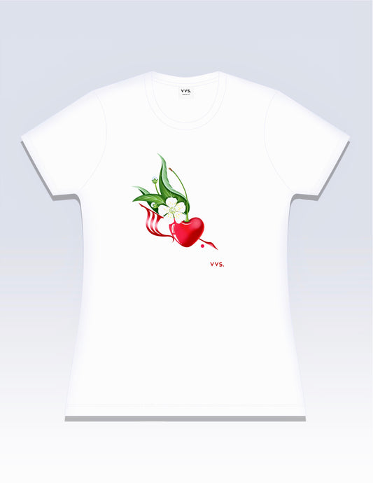 Graphic Tee, Cherry Blossom Tee Shirt, Cherry Blossom T-Shirt, Tee Shirt , Cherry T-Shirt, White Graphic Tee, White Graphic T-Shirt, Slim Fit Tee, Fitted Tee, Short Sleeve Shirt, Women’s Shirt, Cotton T-Shirt, Cotton Tee Shirt, 100% cotton, Ringspun, Breathable Tee, Vintage Visionary Studio, VVS