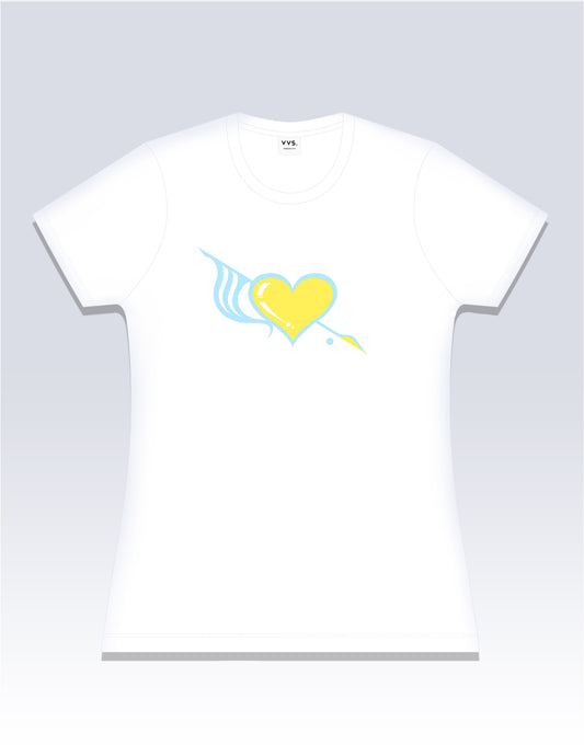 Graphic Tee, Frosty Lemon Graphic Tee Shirt, Heart T-Shirt, Tee Shirt , Peach T-Shirt, White Graphic Tee, White Graphic T-Shirt, Slim Fit Tee, Fitted Tee, Short Sleeve Shirt, Women’s Shirt, Cotton T-Shirt, Cotton Tee Shirt, 100% cotton, Ringspun, Breathable Tee, Vintage Visionary Studio, VVS