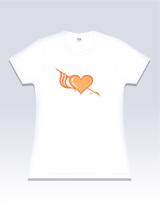 Graphic Tee, Orange Pineapple Sorbet Graphic Tee Shirt, Heart T-Shirt, Tee Shirt , Peach T-Shirt, White Graphic Tee, White Graphic T-Shirt, Slim Fit Tee, Fitted Tee, Short Sleeve Shirt, Women’s Shirt, Cotton T-Shirt, Cotton Tee Shirt, 100% cotton, Ringspun, Breathable Tee, Vintage Visionary Studio, VVS